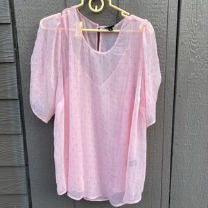 New torrid women’s size 3x pink sheer short sleeve blouse plus size